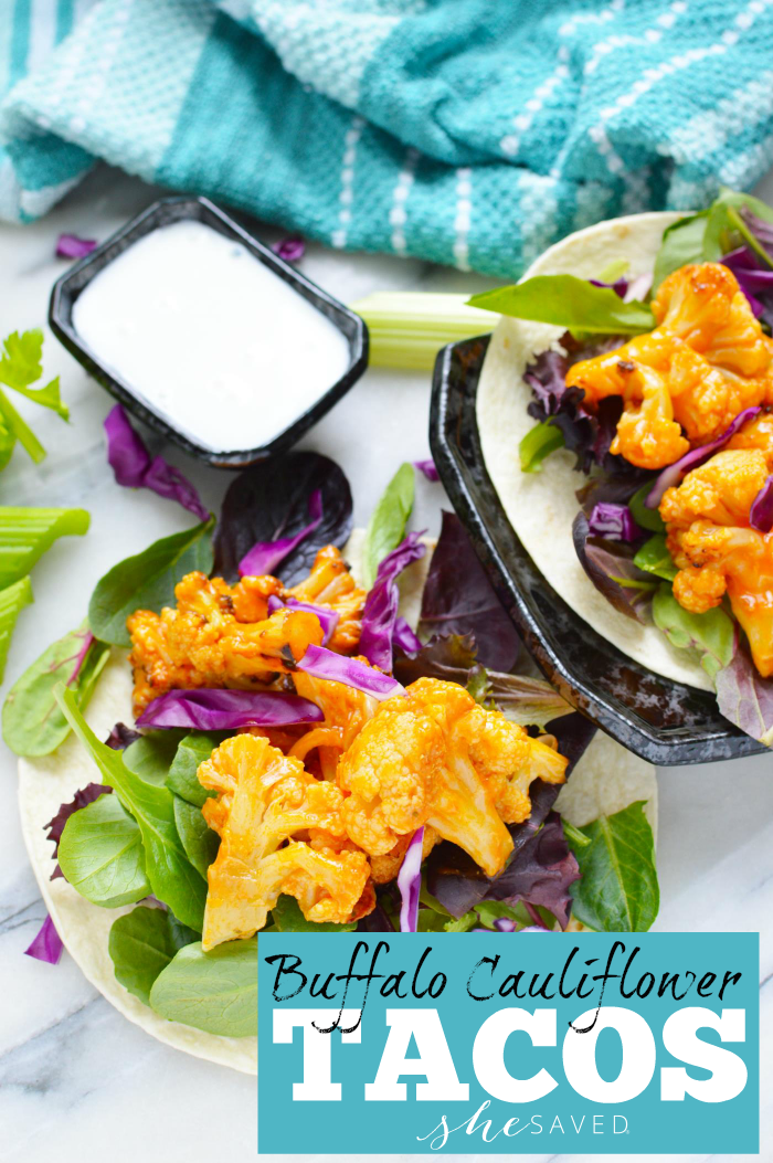 These EASY Buffalo Cauliflower Tacos are SO yummy and a great way to make a meat free meal!