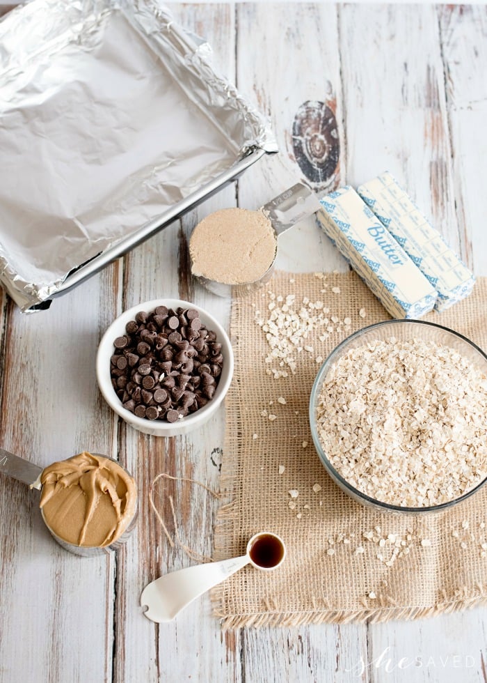 Ingredients for Peanut Butter Oatmeal Bars