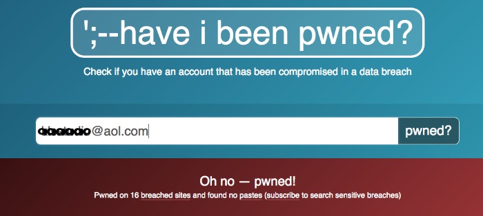 Have I been pwned site