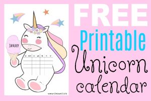 FREE Printable Unicorn Calendar