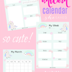 FREE Unicorn Calendar Printable