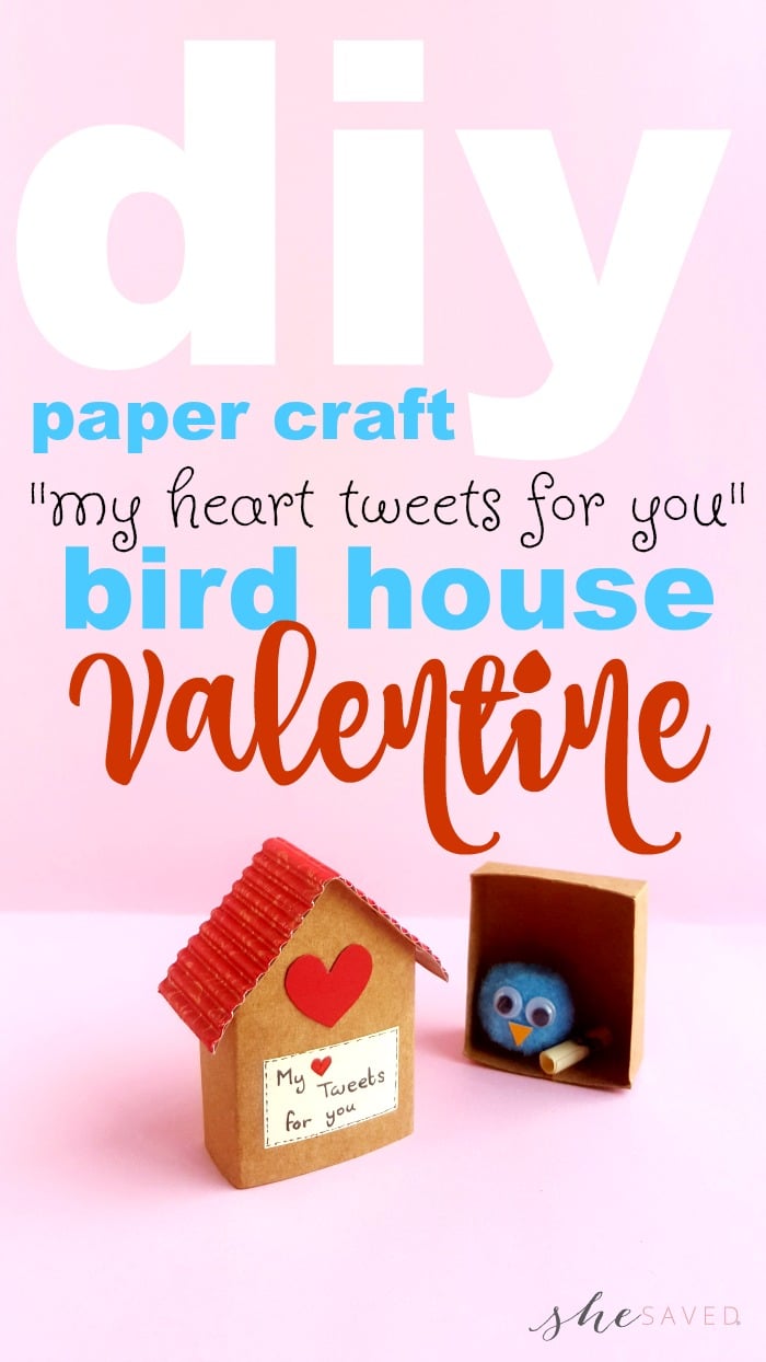 This is THE cutest DIY Paper Craft Birdhouse Valentine project