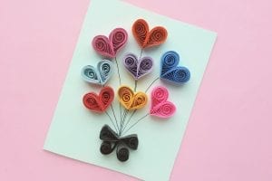 Paper Quilling Craft: Quilled Hearts Balloon Bouquet