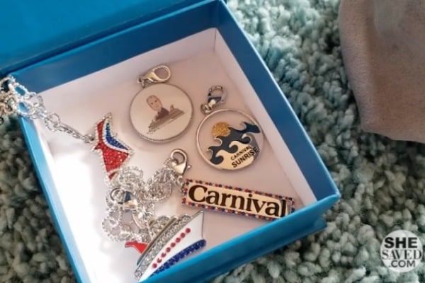 Limited Edition Carnival Cruise Charm Necklace & Bracelet Set