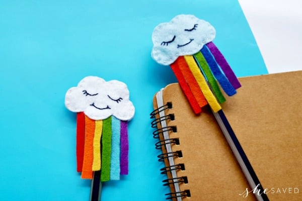 Cute DIY Felt Rainbow Cloud Pen Topper Craft