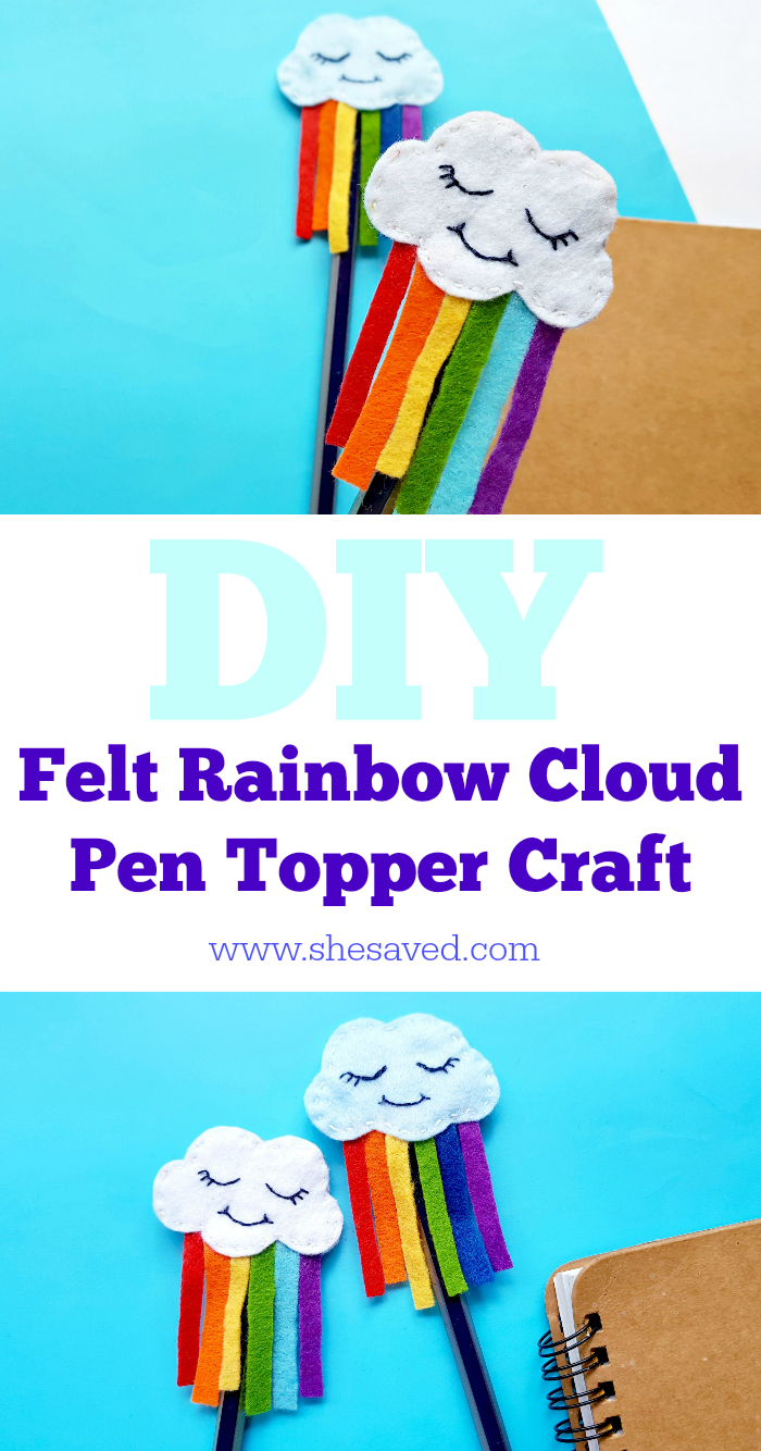 DIY Felt Rainbow Cloud Pen Topper