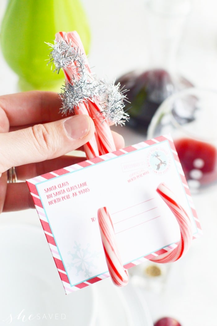 Holiday candy cane place card holders