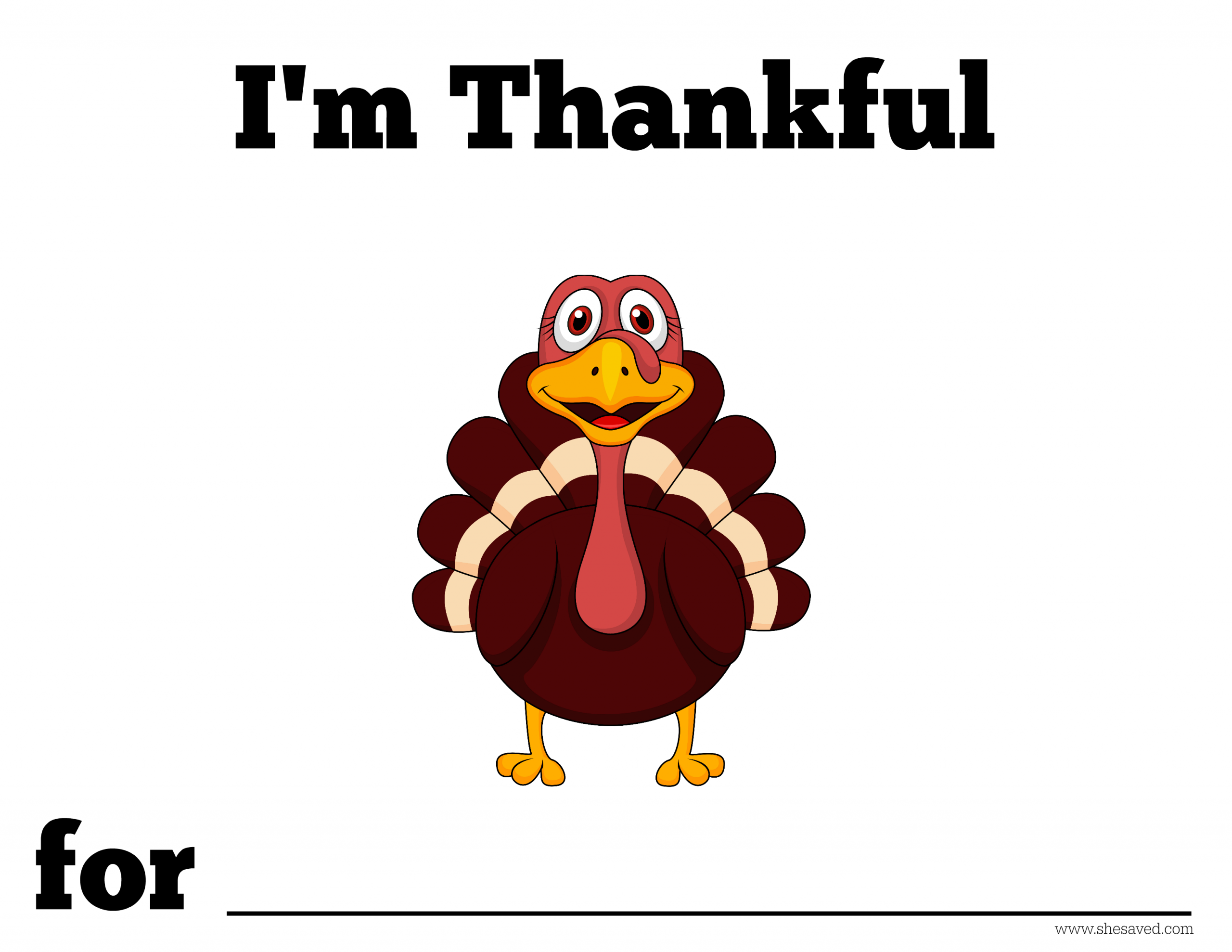 FREE Thankful Turkey Printable For Kids