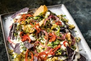 Brussels Sprout Nachos Recipe from BOBBY AT HOME by Bobby Flay Book + Giveaway