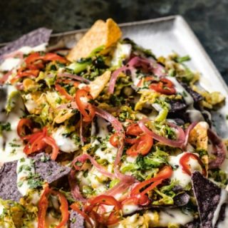 Brussels Sprout Nachos with Pickled Chiles