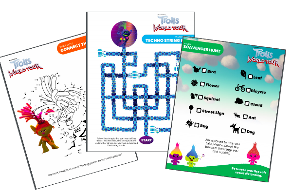 Trolls World Tour FREE Activity Sheets and Printables
