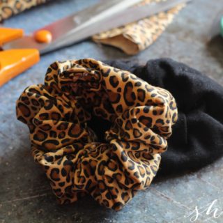 homemade scrunchies on a table with scissors