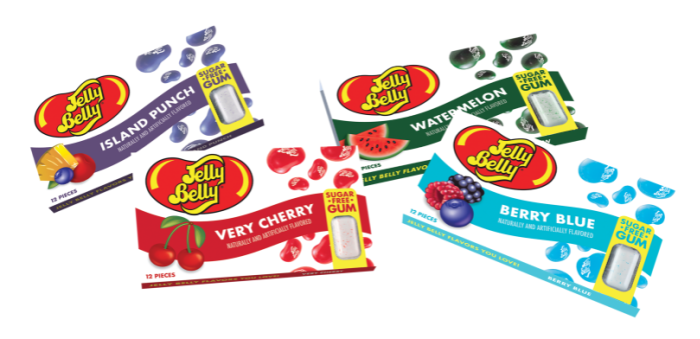 four blister packs of jelly belly gum
