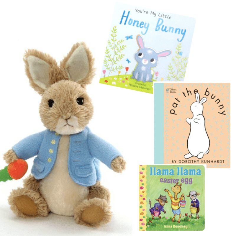 Plush Peter Rabbit and Easter books for kids