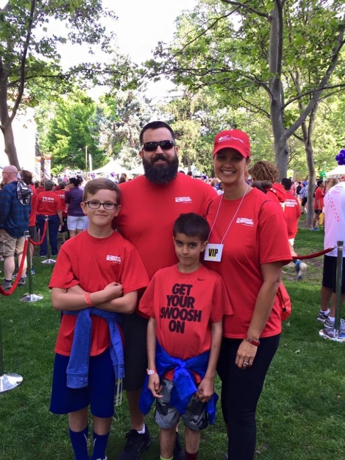 Family on a walk for Heart Health