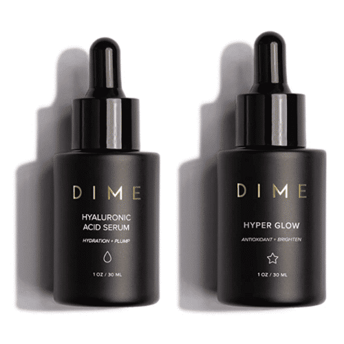 Two bottles of Dime Beauty products