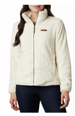 woman in fleece columbia jacket