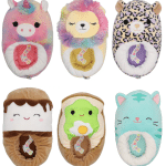 assortment of Squishmallow slippers in a variety of styles and colors