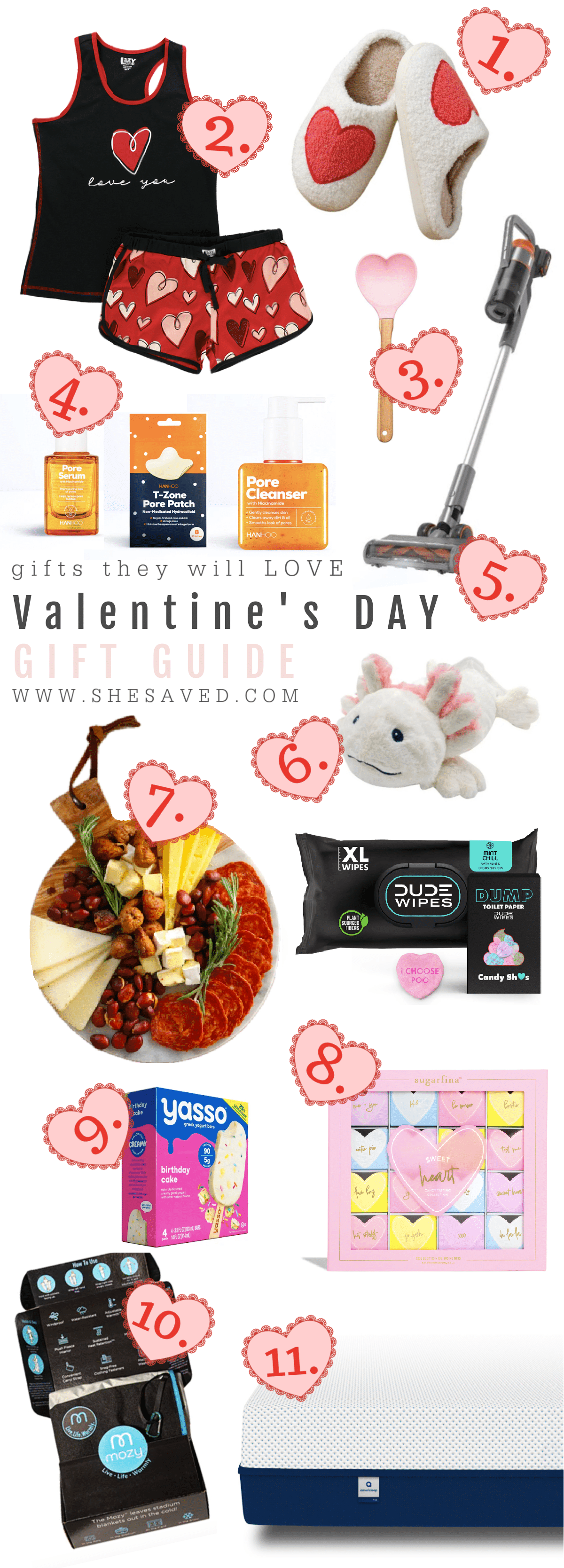 A huge selection of Valentine's Day gift ideas including vacuum, dude wipes, appyhour, mozy blanket, yasso and more!